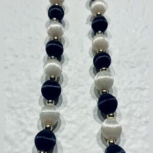 Vintage Black & White Woven Beaded Necklace